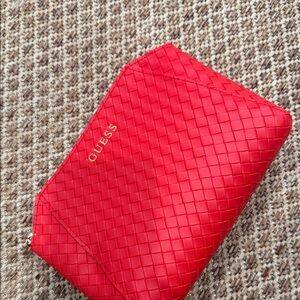 Guess Red Woven Cosmetic Bag